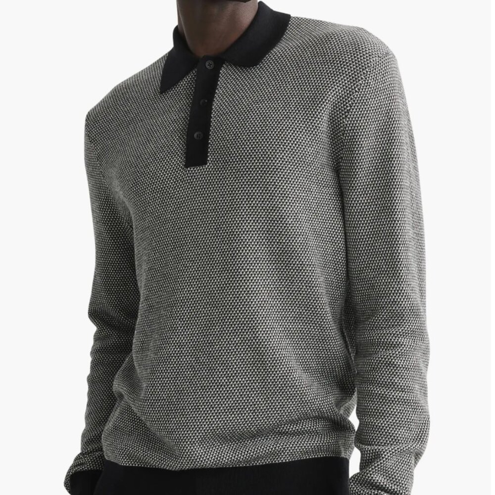 rag & bone Harrow Wool Blend Long Sleeve Polo Size M